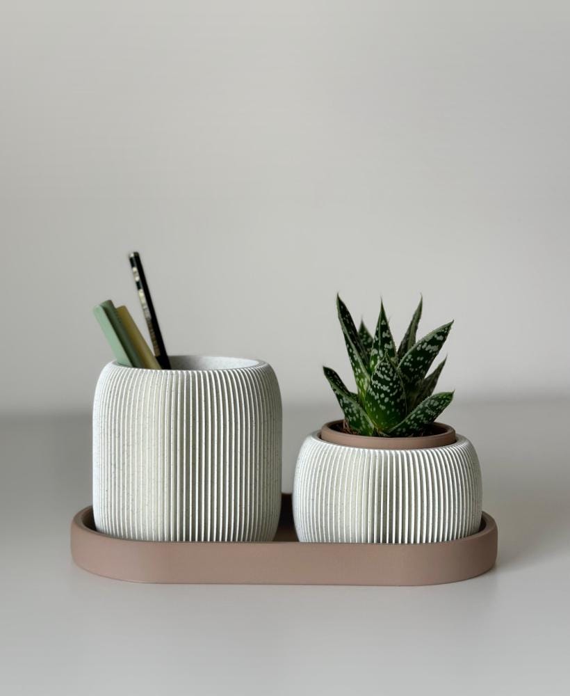 Minimalist Desk Organizer - Pen Holder with Planter