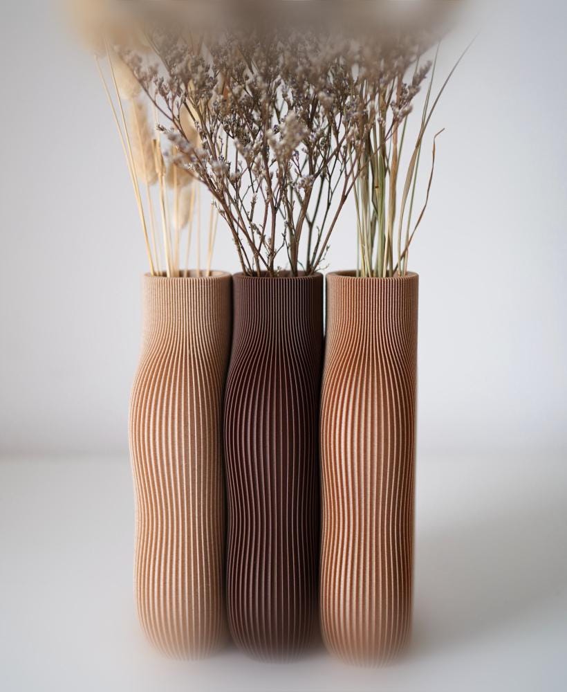 Minimalist Wood Fiber Vase: 3D Printed Home Decor
