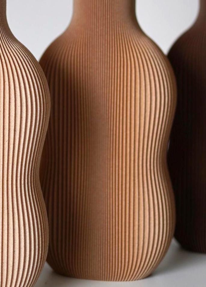 Minimalist Wood Fiber Vase: 3D Printed Home Decor