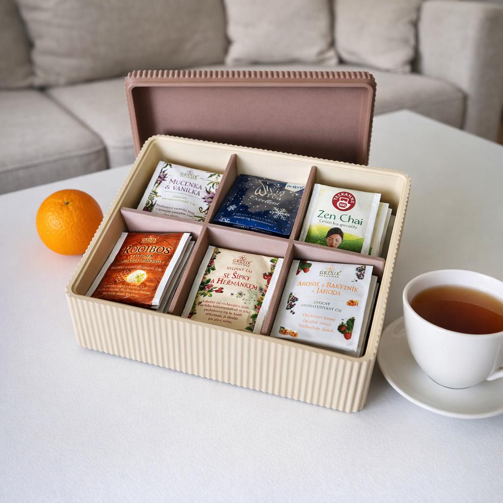Tea Bag Organizer with compartments and Lid , Custom Modern kitchen Storage Box for Clippers and smaller sizes tea bags