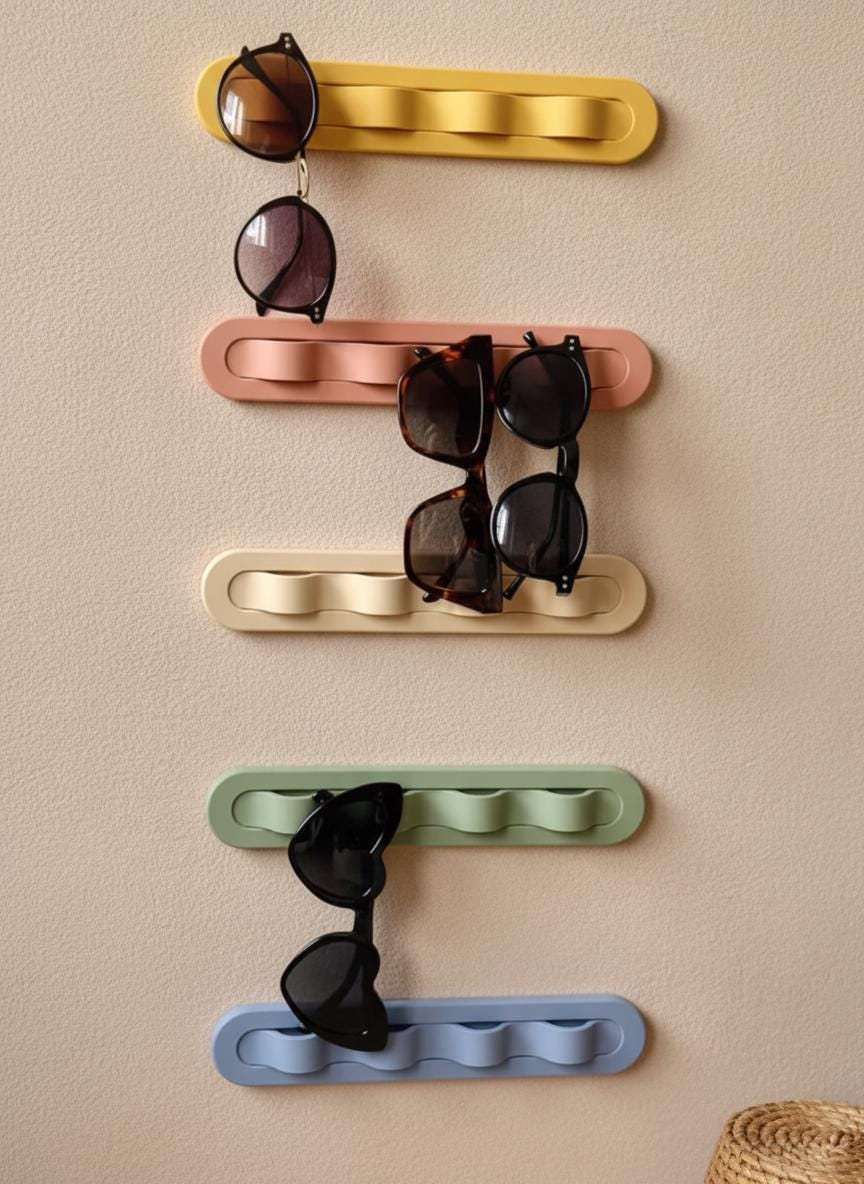 Sunglasses Holder - 4 Slot Wall-Mounted Organizer for Sunglasses, Jewelry and Accessories