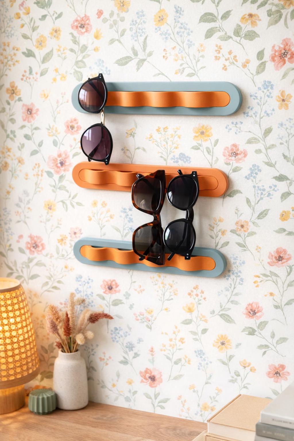 Sunglasses Holder - 4 Slot Wall-Mounted Organizer for Sunglasses, Jewelry and Accessories