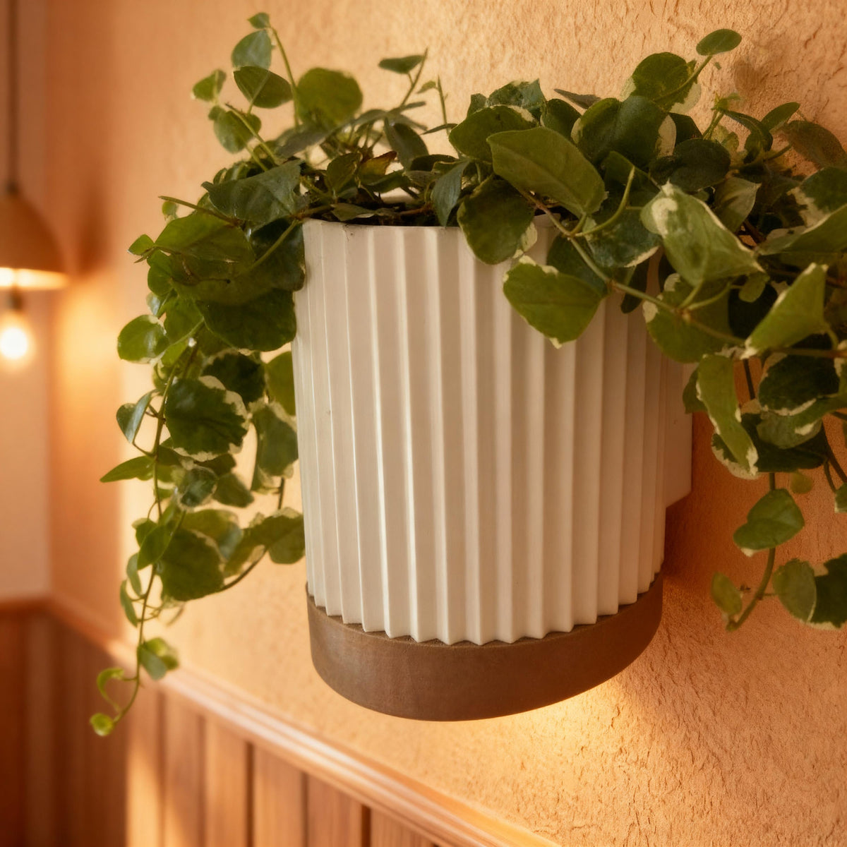 Modern Wall Planter , Wavy Textured Design planter, Indoor Vertical Plant Pot