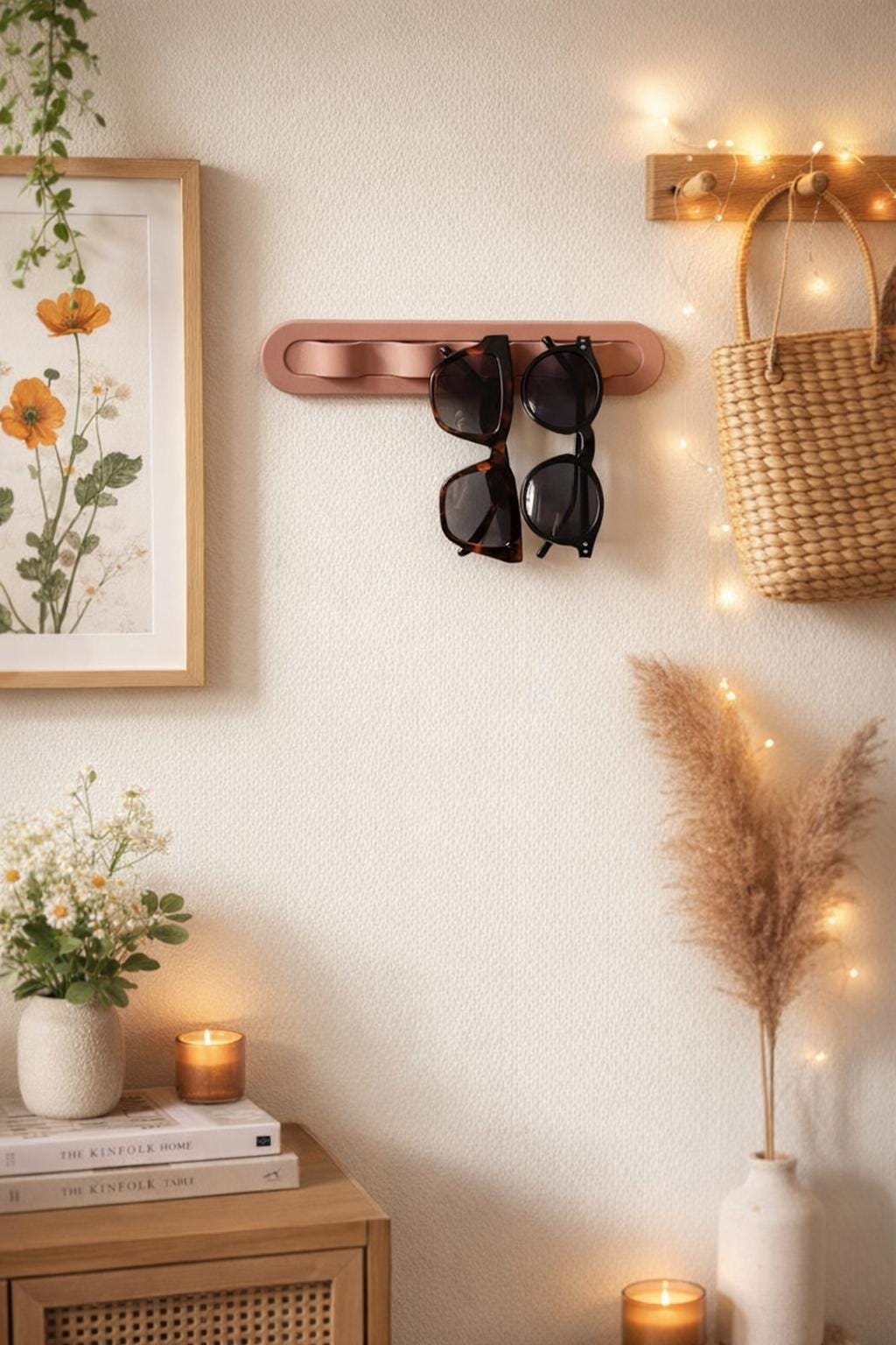 Sunglasses Holder - 4 Slot Wall-Mounted Organizer for Sunglasses, Jewelry and Accessories