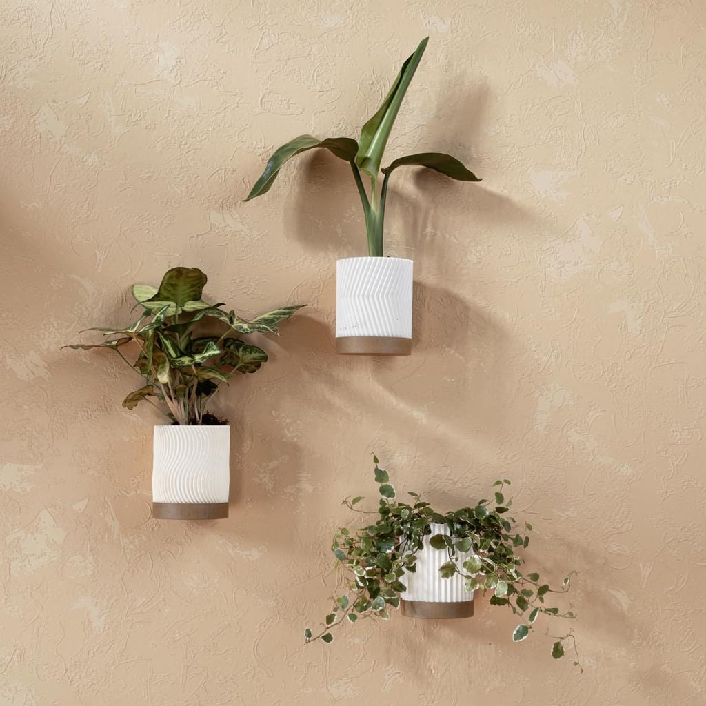 Modern Wall Planter , Wavy Textured Design planter, Indoor Vertical Plant Pot