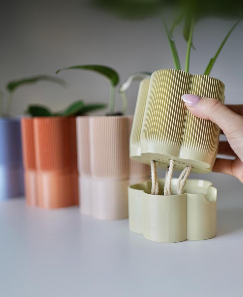 Flollia Self-Watering Planter , Modern Flower-Shaped Indoor Pot with Built-In Water Reservoir