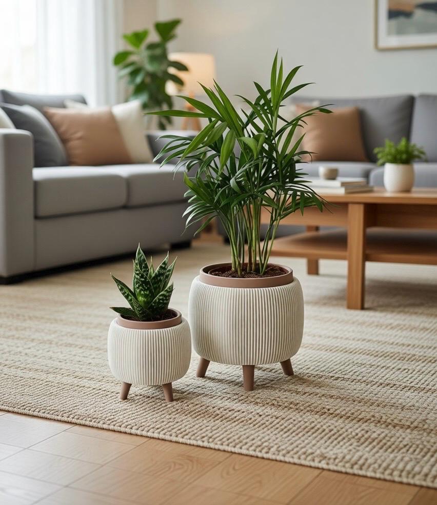 Modern Textured duo Planter Set, Minimalist Home Decor, 6cm & 9cm diameter