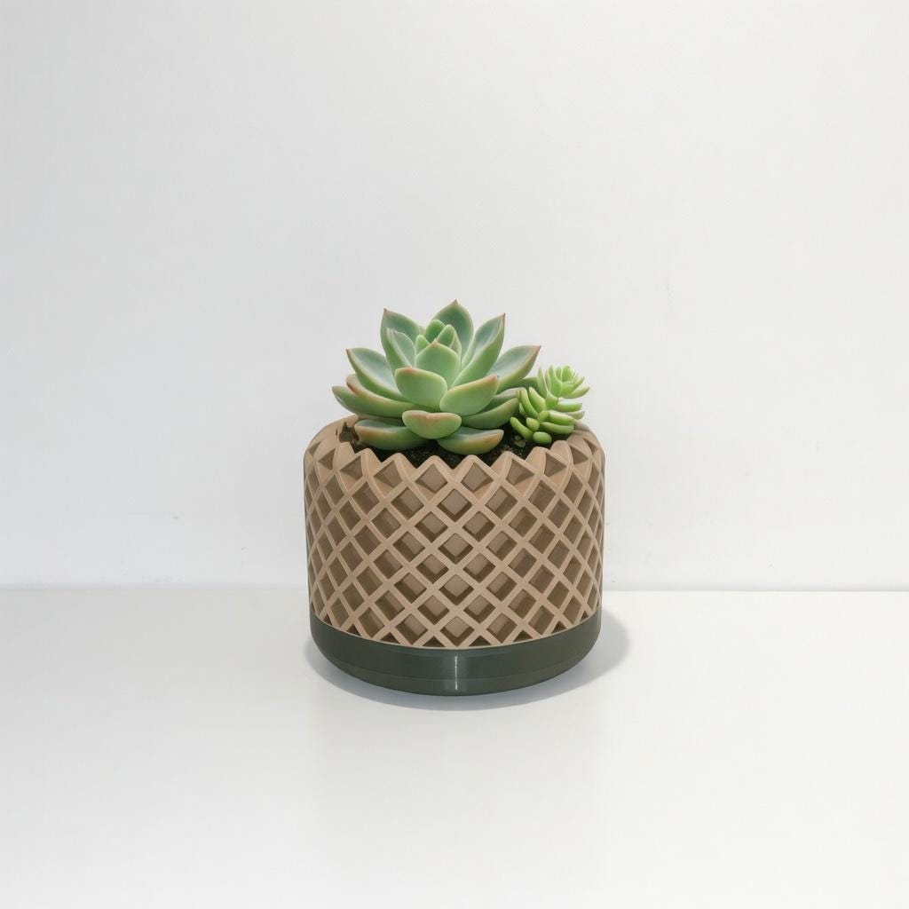 Modern Geometric Succulent Planter Set - Textured Duo-Tone Indoor Plant Pots