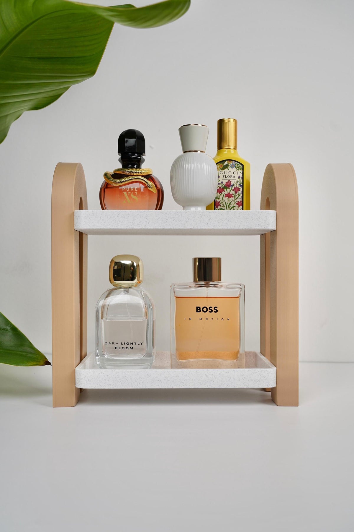 Modular Tabletop Perfume Shelf , fragrance collection organizer
