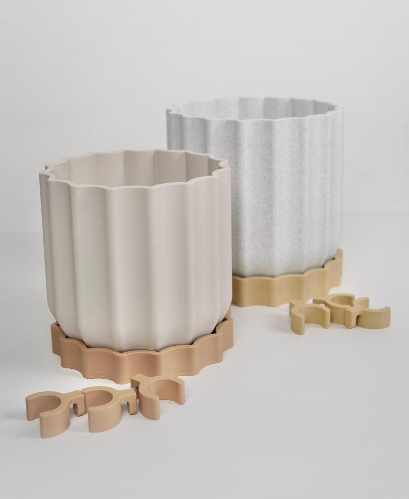 Modern Scalloped Planter with Dual Propagation Tubes , Optional Propagation Kit