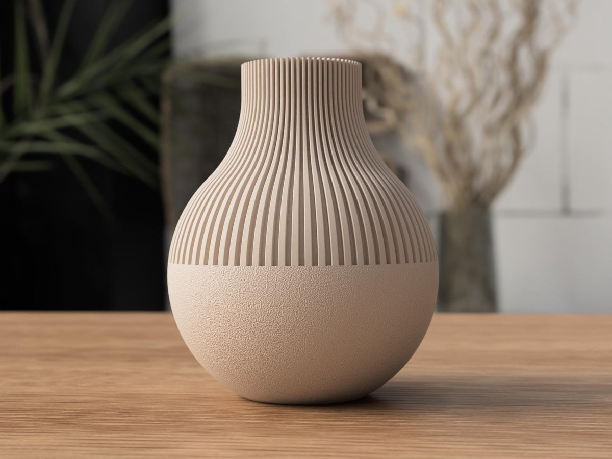Modern Japandi Neki Vase , Textured Minimalist Decorative Vase for dried flowers