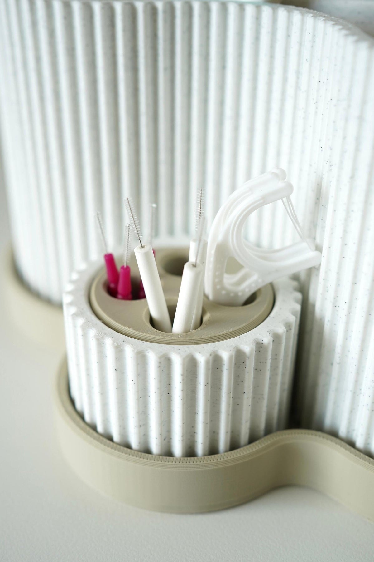Modern Minimalist Toothbrush Holder with Floss and Toothpaste Organizer