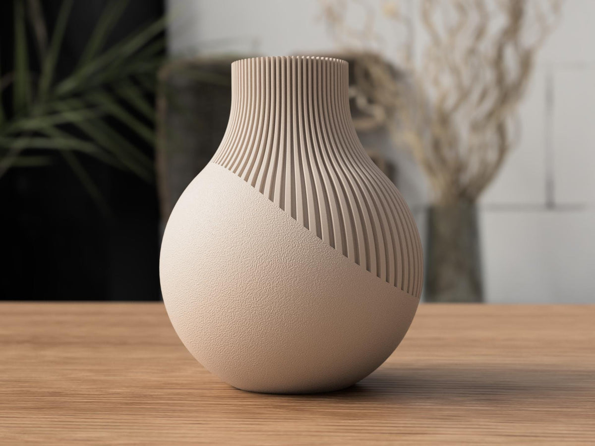 Modern Japandi Neki Vase , Textured Minimalist Decorative Vase for dried flowers