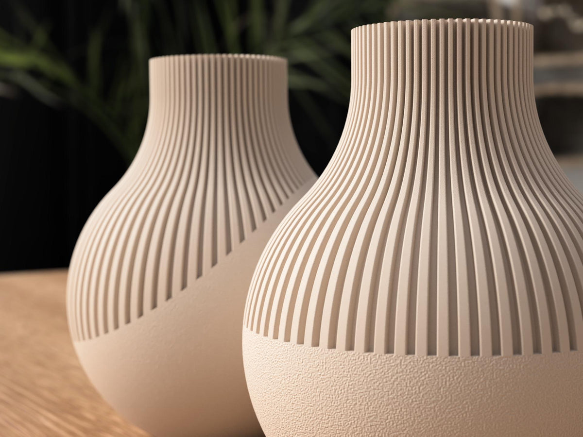 Modern Japandi Neki Vase , Textured Minimalist Decorative Vase for dried flowers