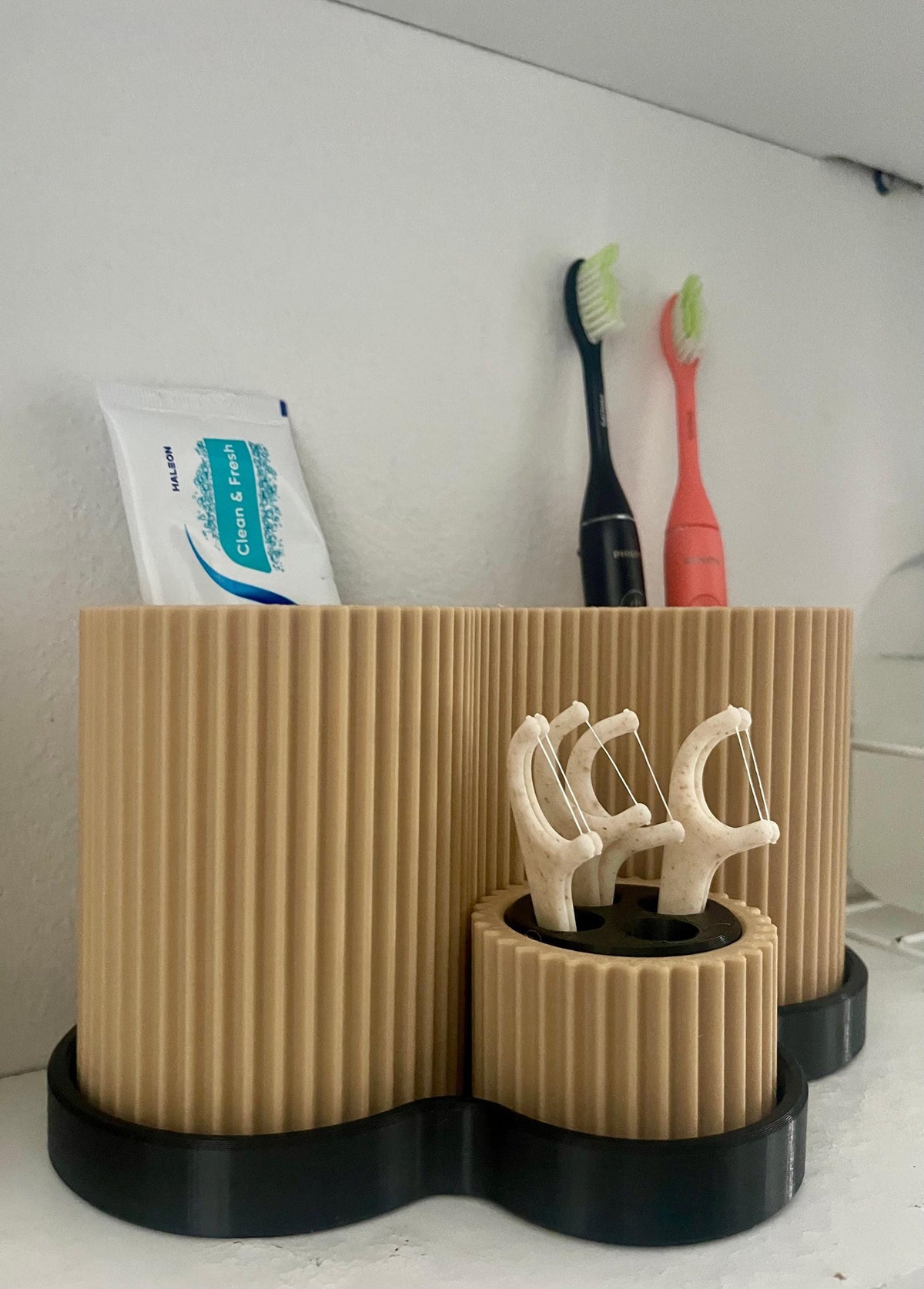Modern Minimalist Toothbrush Holder with Floss and Toothpaste Organizer