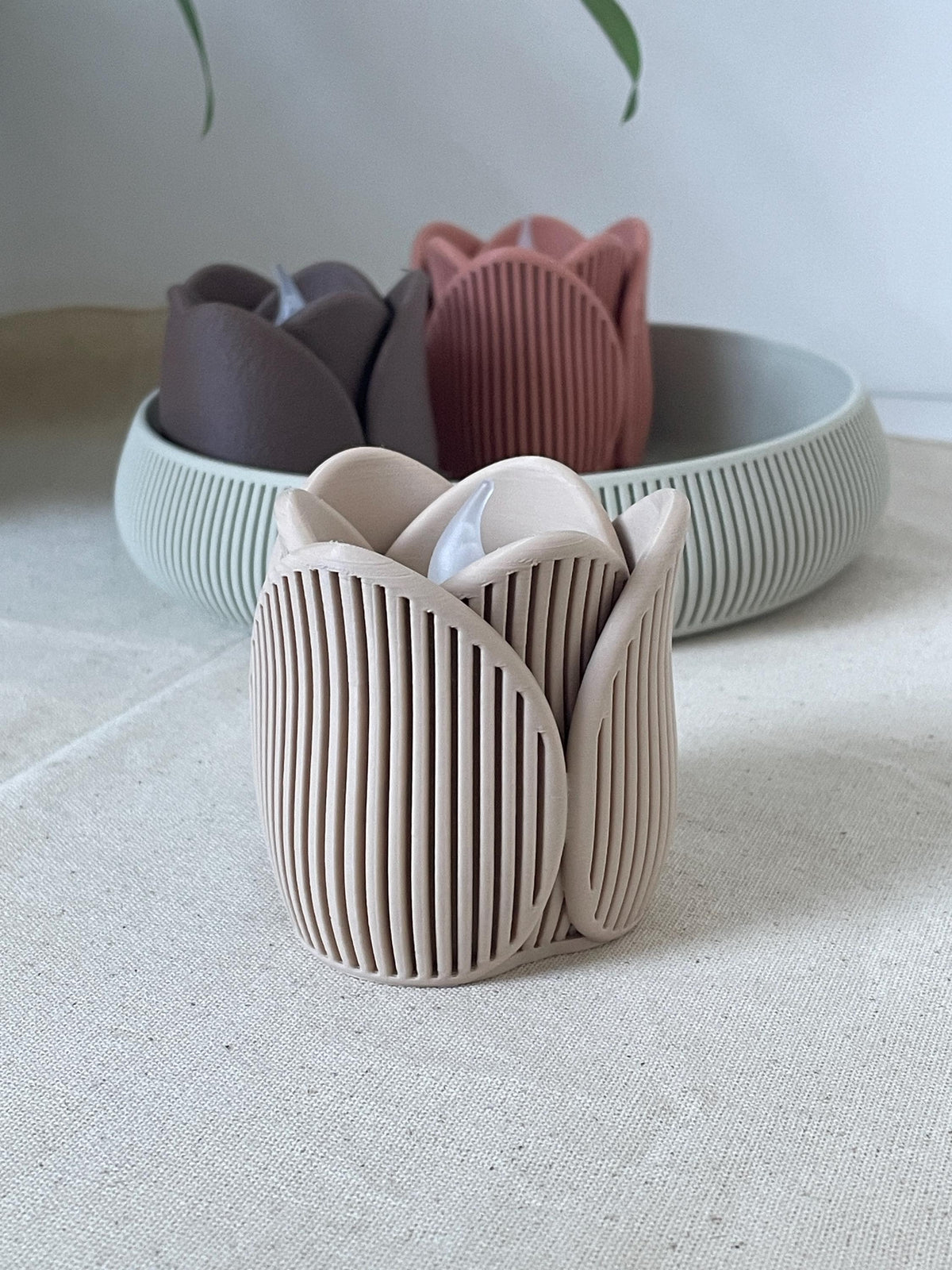 Tulip Tealight Holder, Modern Scandinavian 3D Printed Decor (LED Candle Holder)