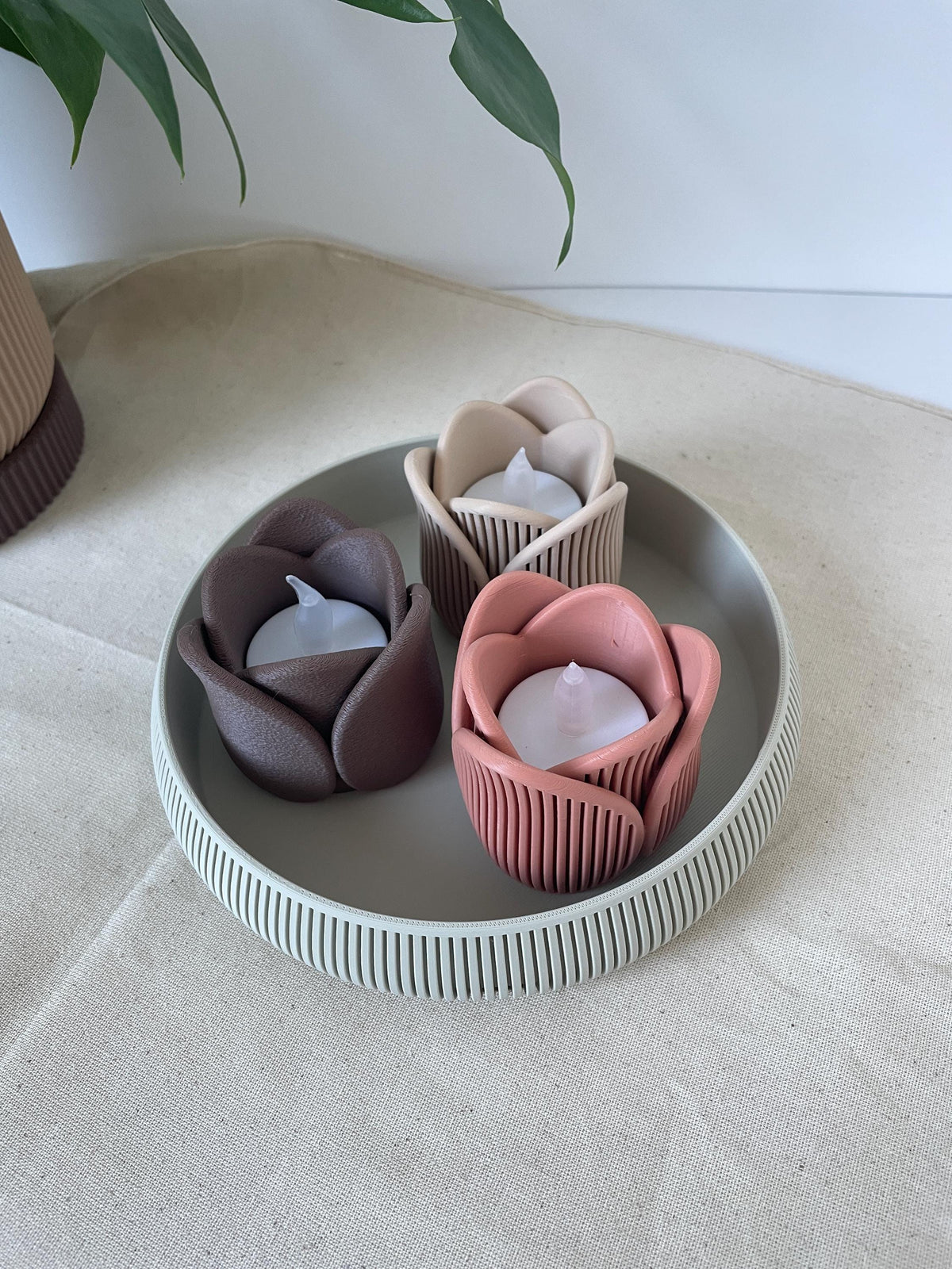 Tulip Tealight Holder, Modern Scandinavian 3D Printed Decor (LED Candle Holder)