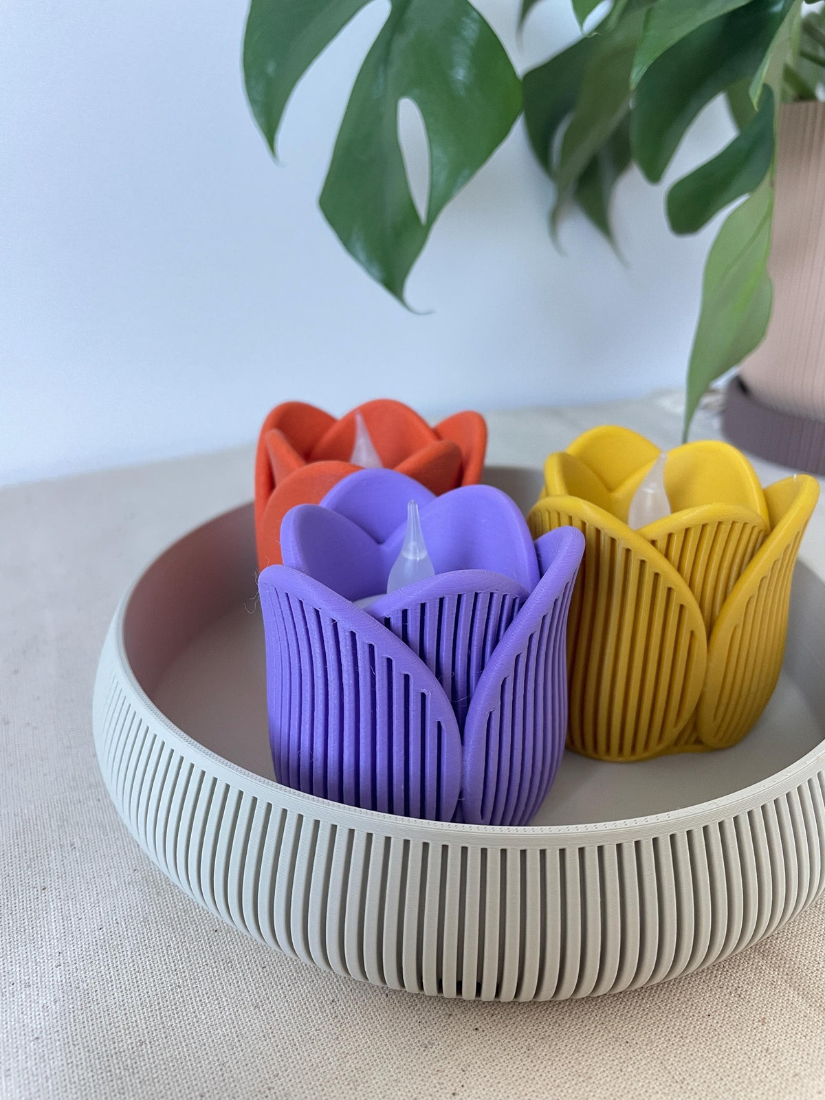 Japandi tulip tealight Holders , Led candle holder