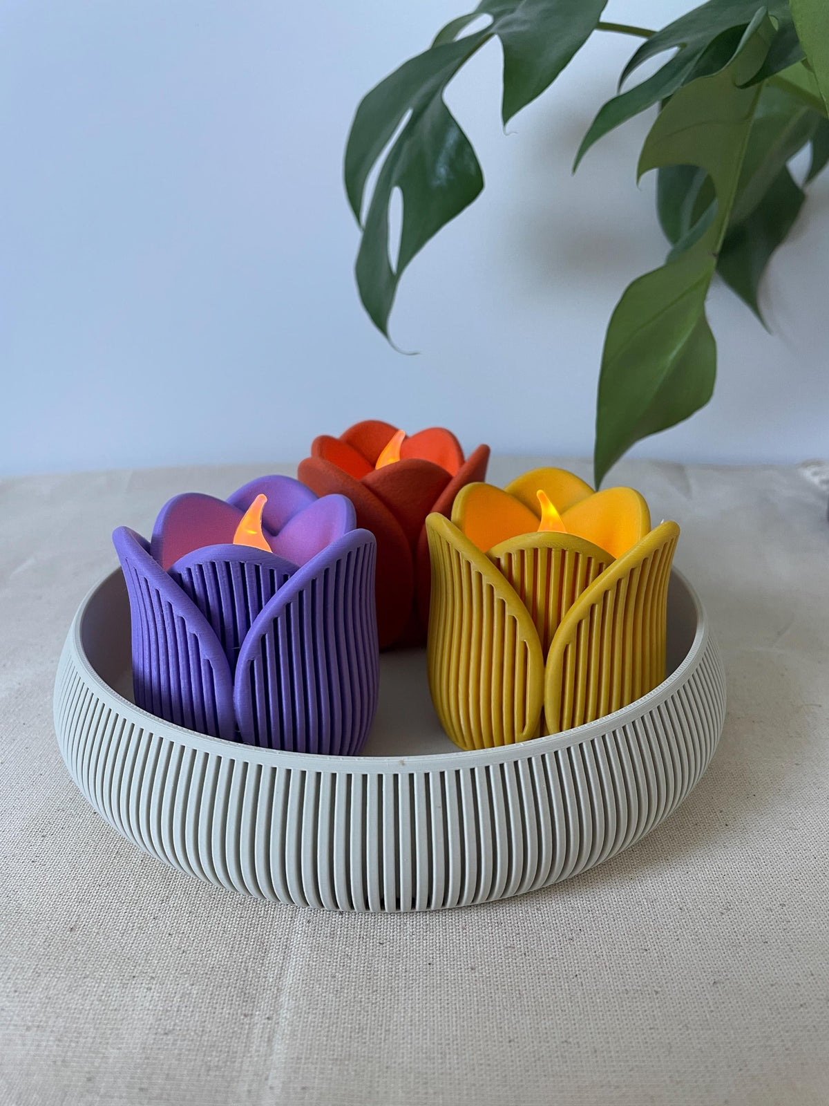Japandi tulip tealight Holders , Led candle holder