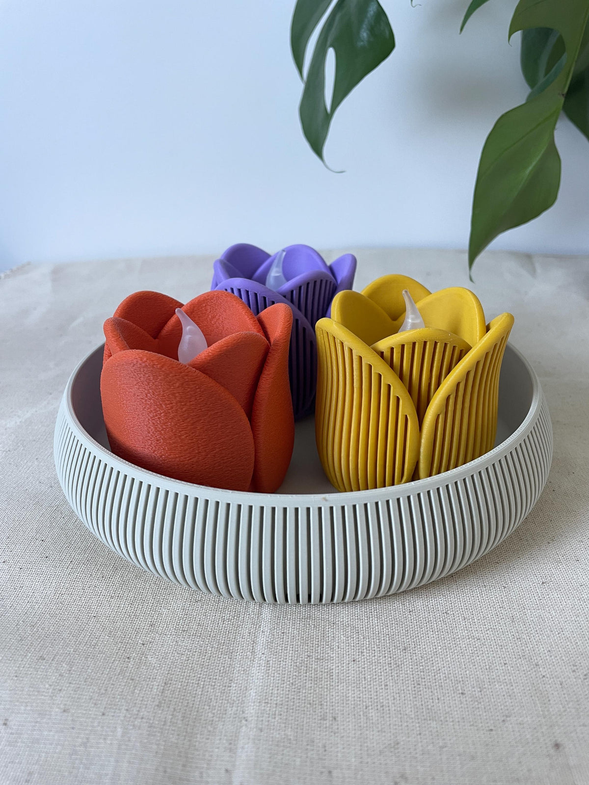 Japandi tulip tealight Holders , Led candle holder