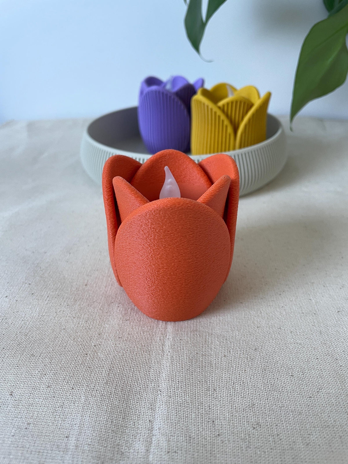 Japandi tulip tealight Holders , Led candle holder