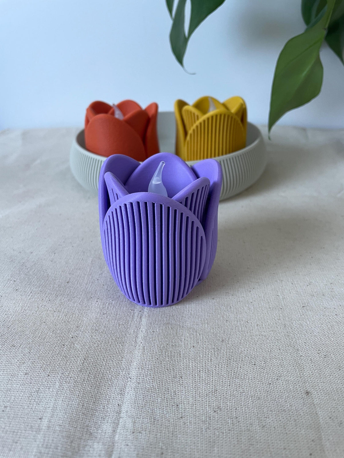 Japandi tulip tealight Holders , Led candle holder