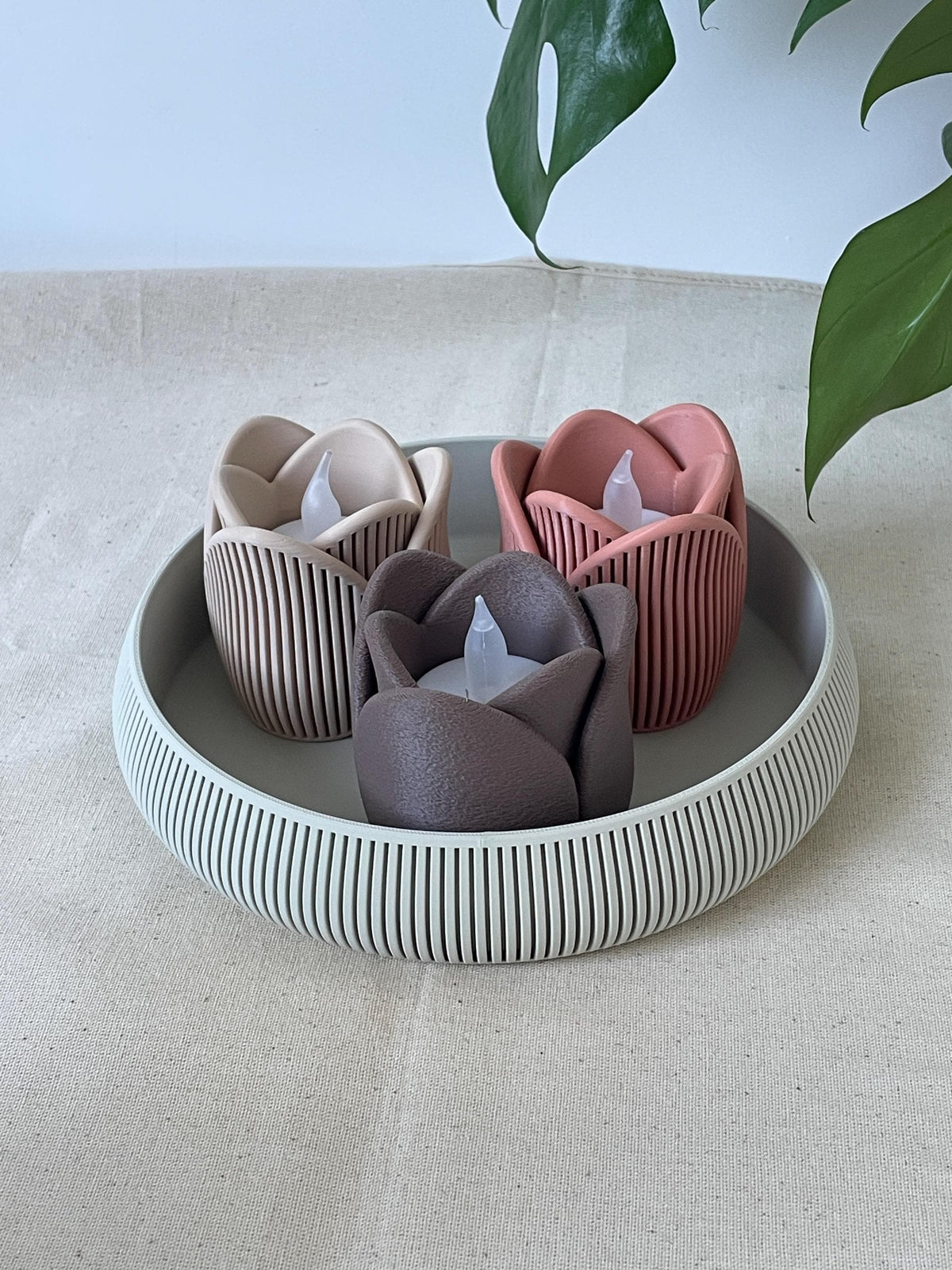 Tulip Tealight Holder, Modern Scandinavian 3D Printed Decor (LED Candle Holder)