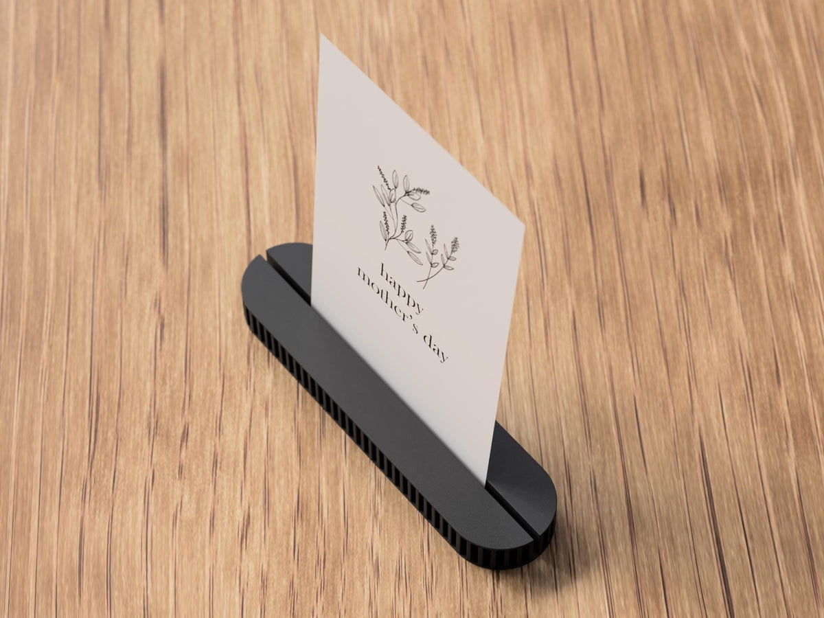 Ribbed Card Holder Stand with Flower | For photo display