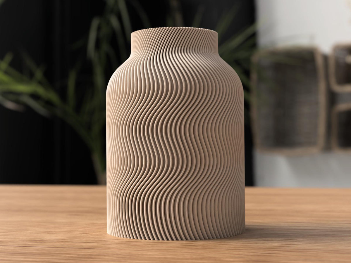 Japandi Luna Vase - 3D Printed Organic Wave Structure, Minimalist Decor (172/220 mm)