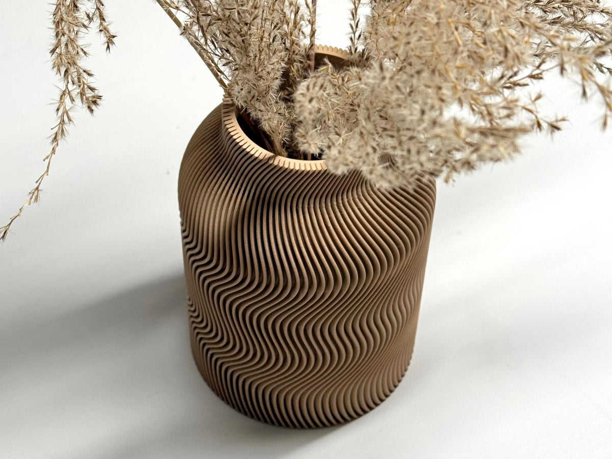 Japandi Luna Vase - 3D Printed Organic Wave Structure, Minimalist Decor (172/220 mm)