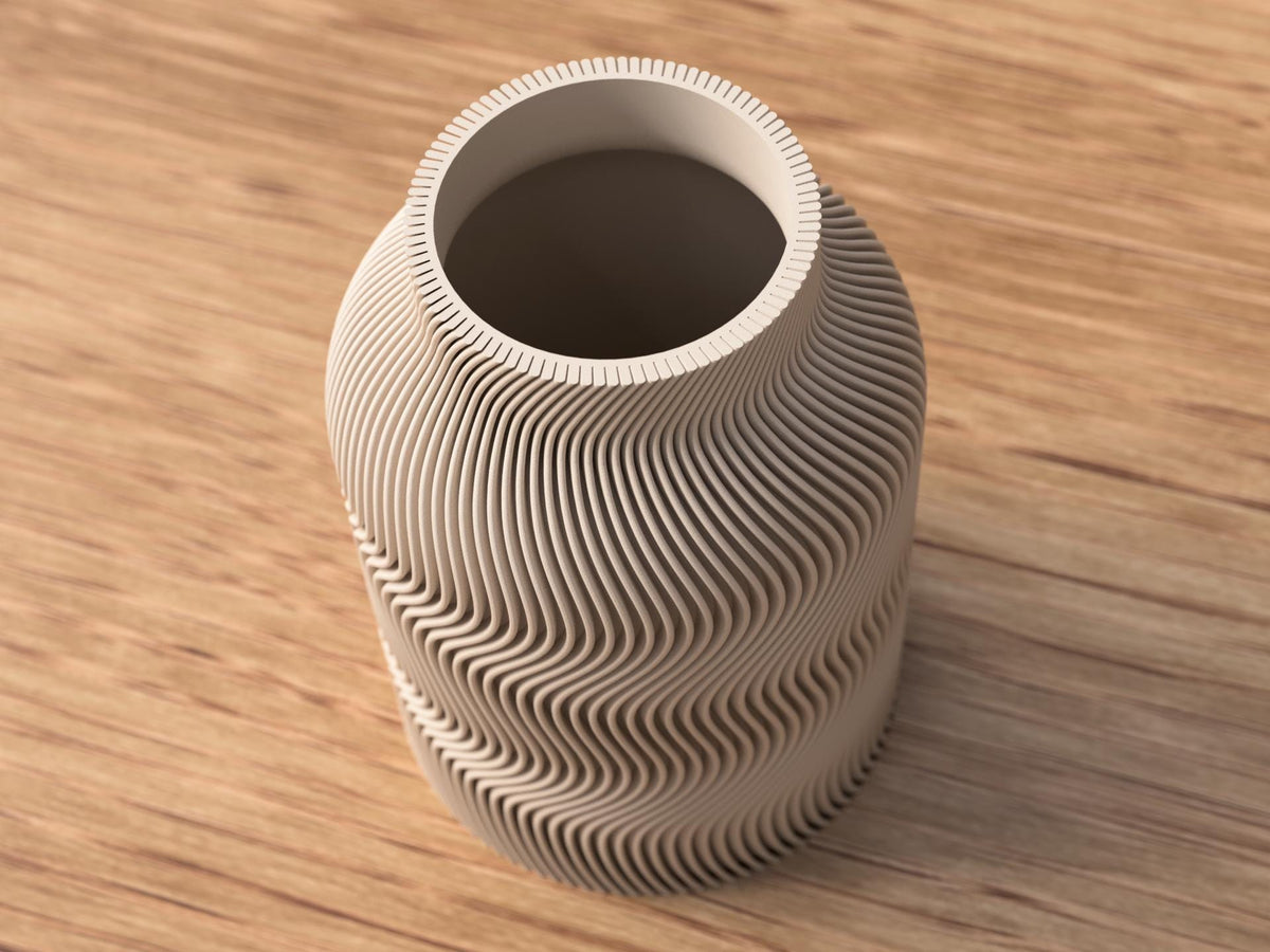 Japandi Luna Vase - 3D Printed Organic Wave Structure, Minimalist Decor (172/220 mm)