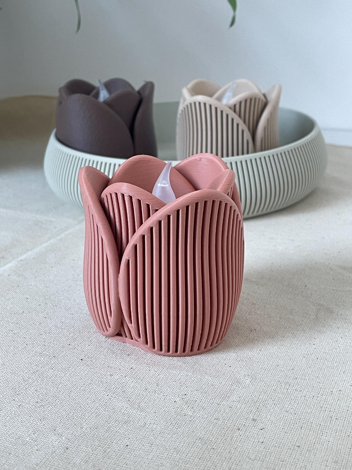 Tulip Tealight Holder, Modern Scandinavian 3D Printed Decor (LED Candle Holder)