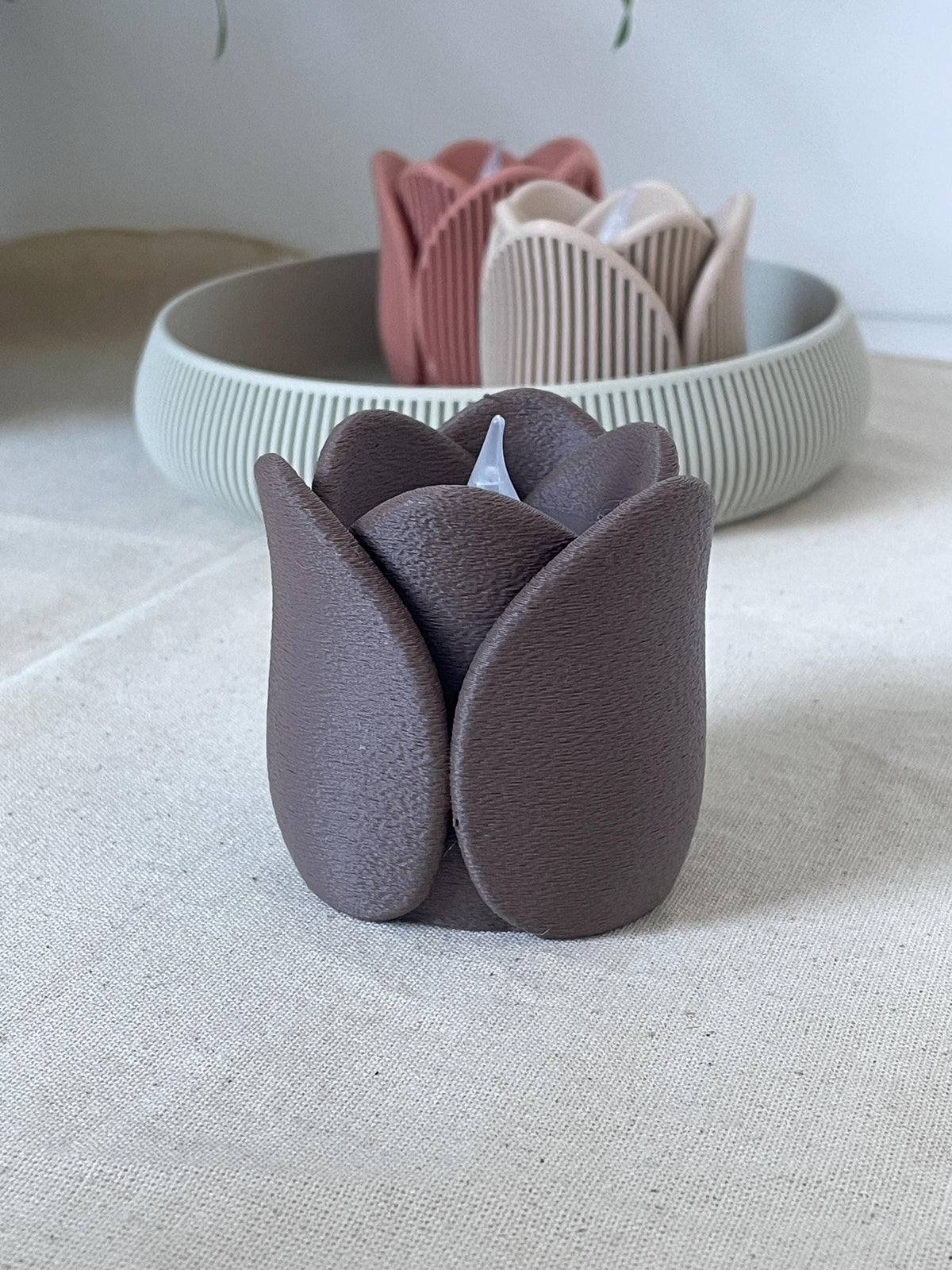 Tulip Tealight Holder, Modern Scandinavian 3D Printed Decor (LED Candle Holder)