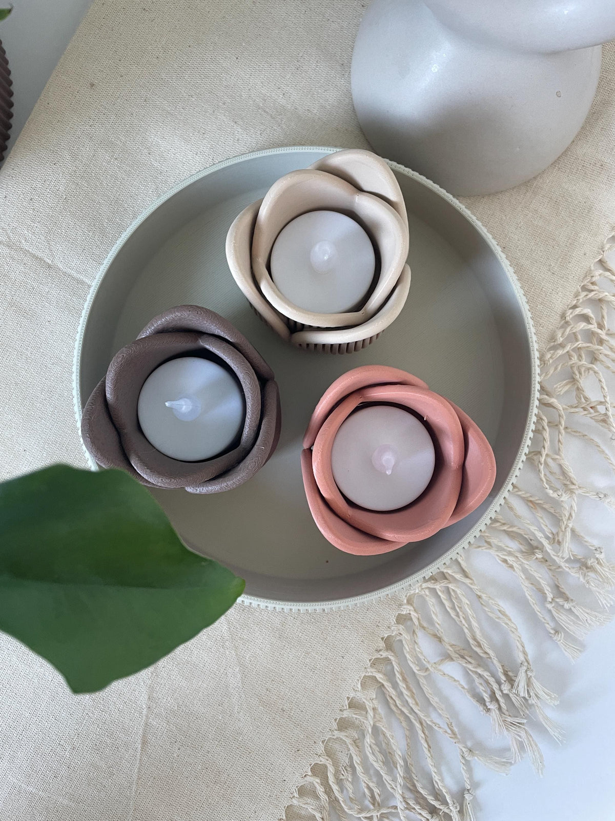 Tulip Tealight Holder, Modern Scandinavian 3D Printed Decor (LED Candle Holder)