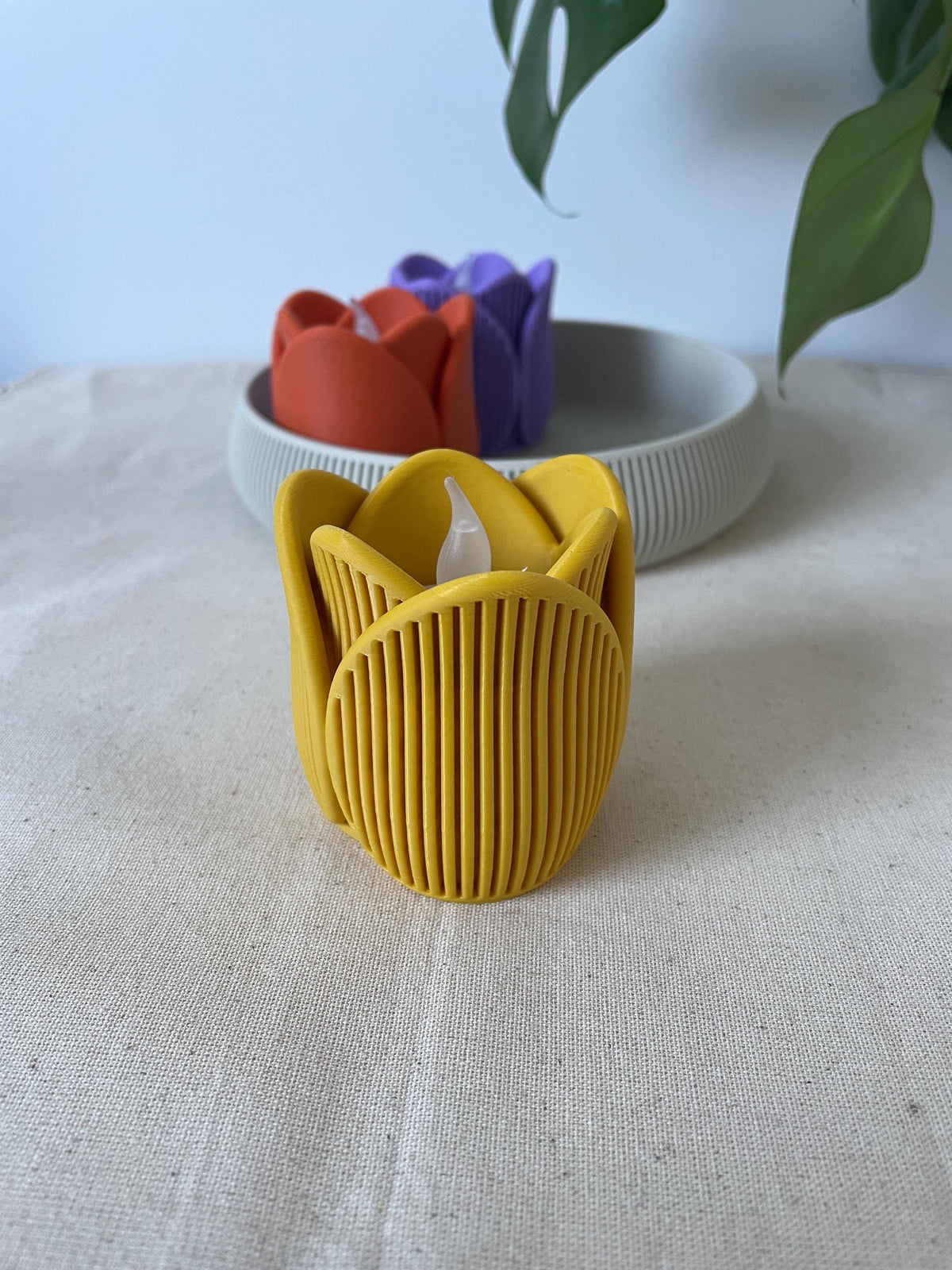 Japandi tulip tealight Holders , Led candle holder