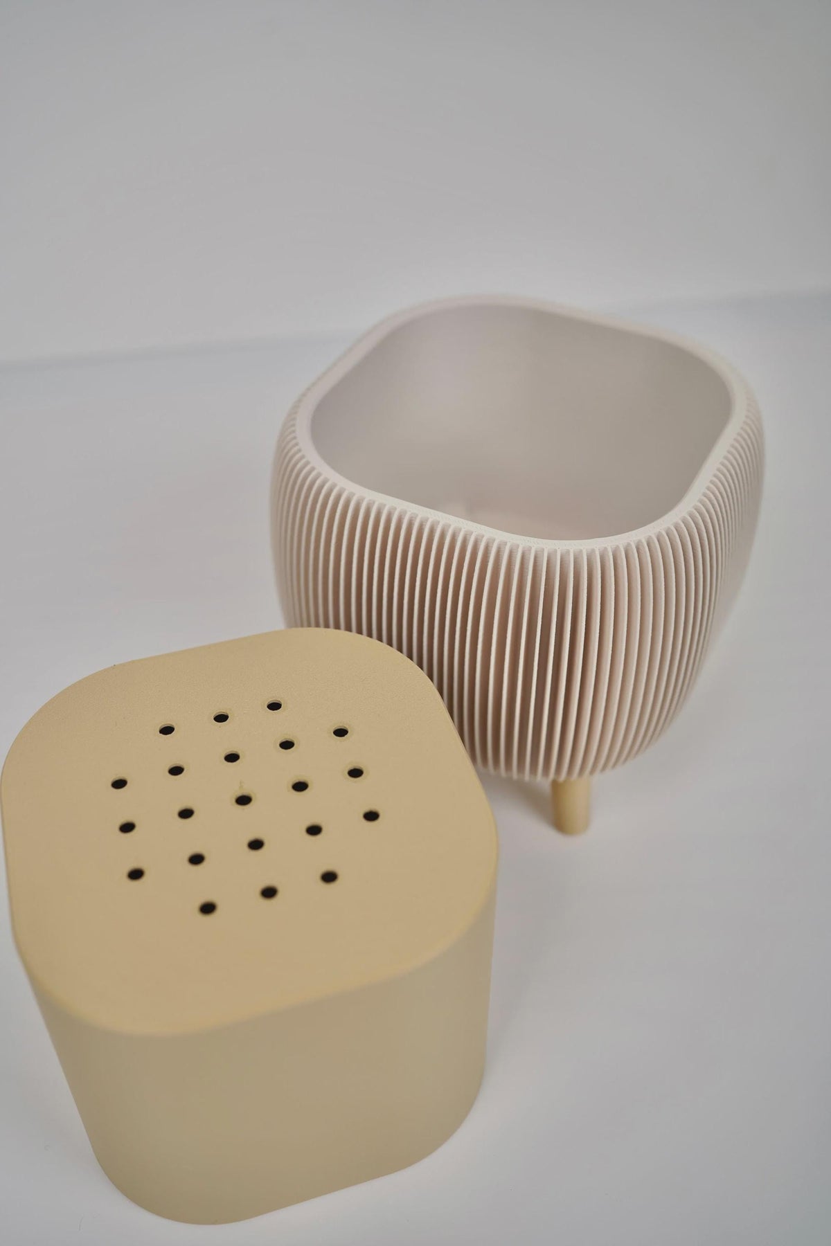 Modern duo ribbed herb planter , for basil , parsley - window sill planter