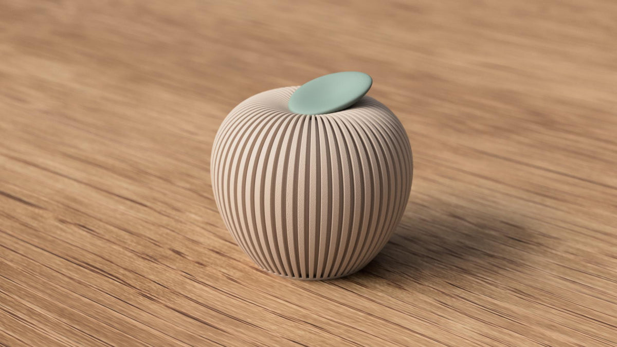 Decorative Ribbed Apple Sculpture | Faux Fruit Fall Decor, Japandi Style