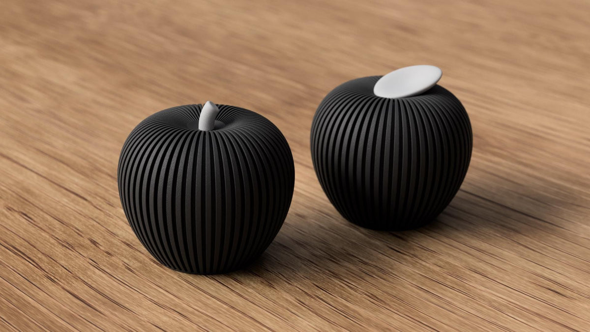 Decorative Ribbed Apple Sculpture | Faux Fruit Fall Decor, Japandi Style