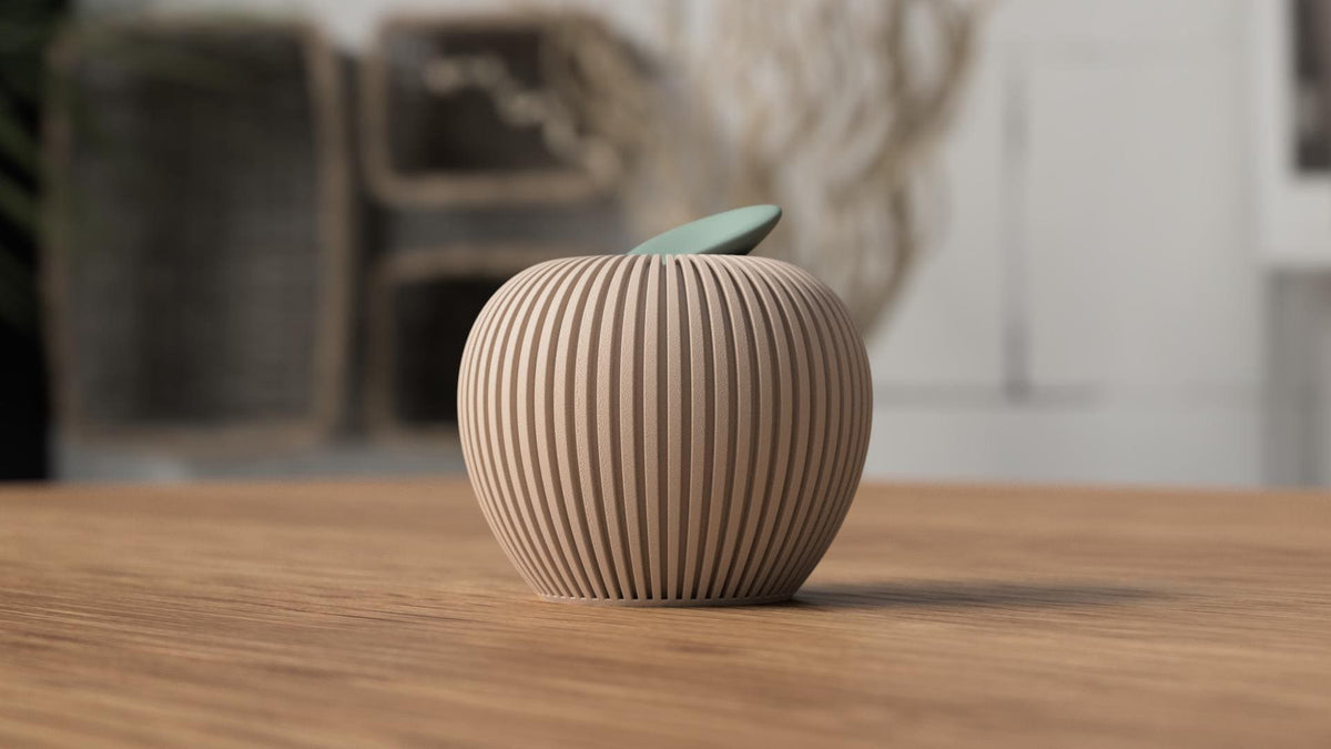 Decorative Ribbed Apple Sculpture | Faux Fruit Fall Decor, Japandi Style