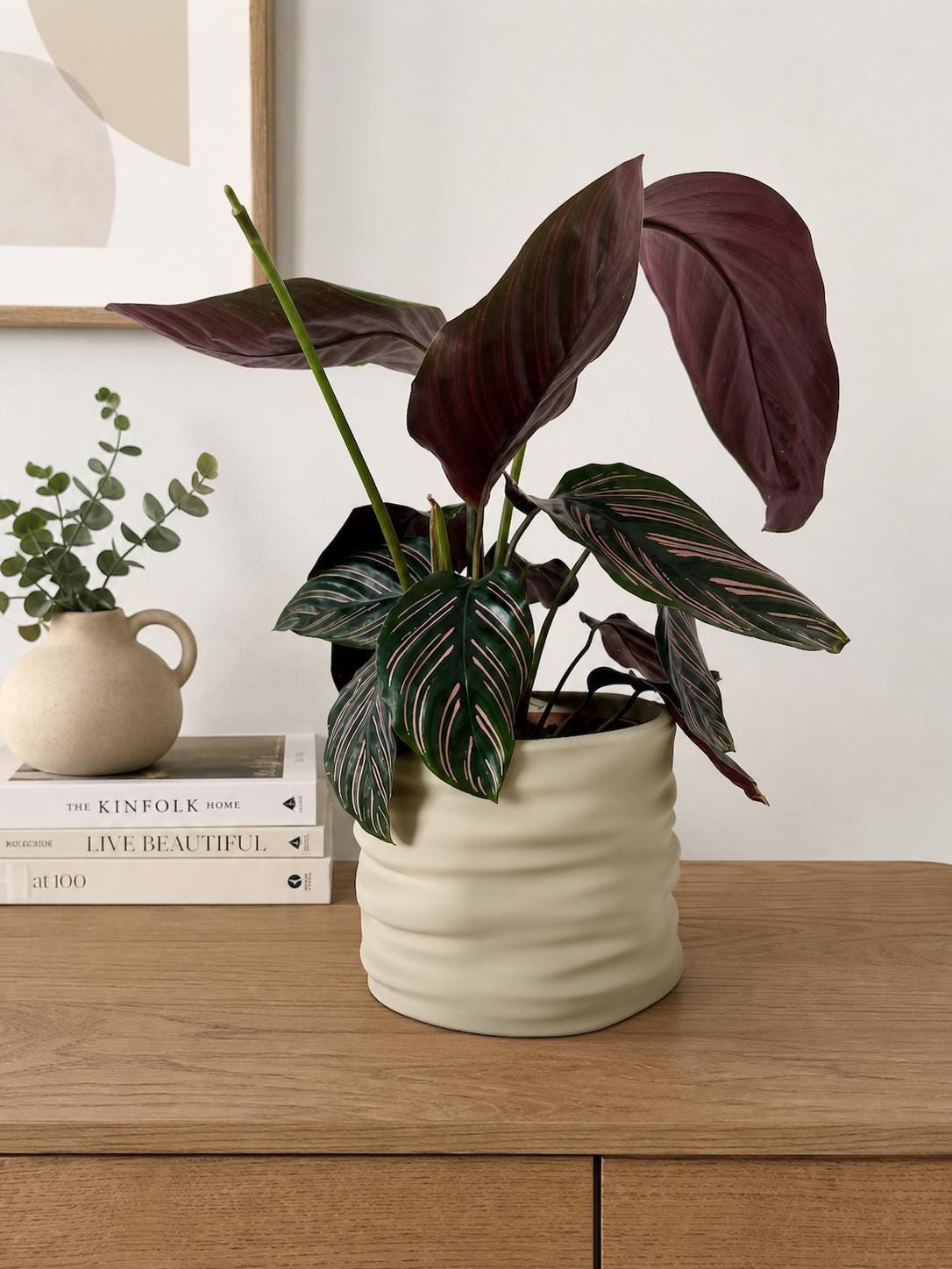 Modern Minimalist Planter - Sculpted Matte Indoor Plant Holder, Desk Shelf Decor