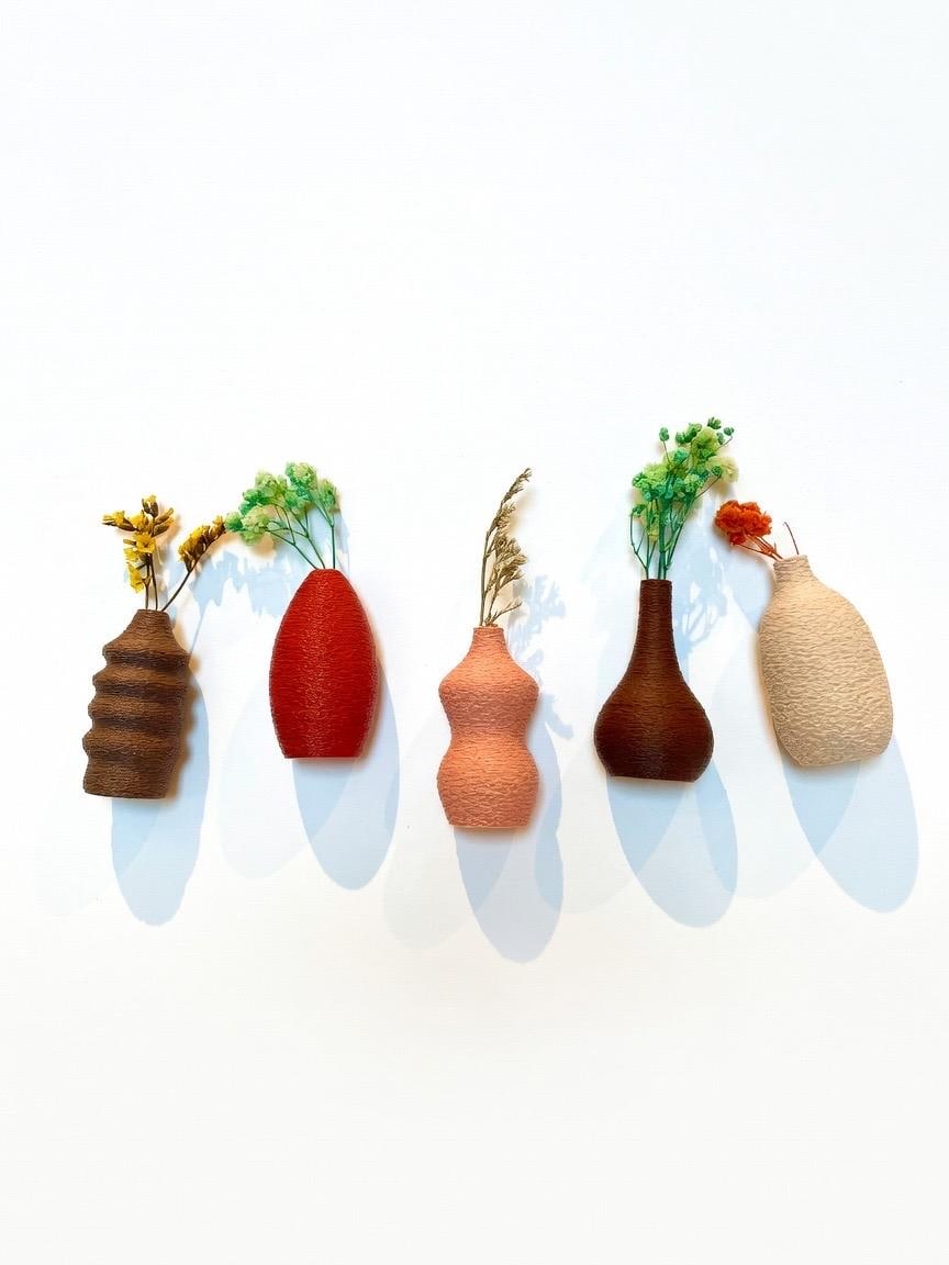 Magnetic Mini Vases - Set of 5 - Fridge Decor for Tiny Flowers