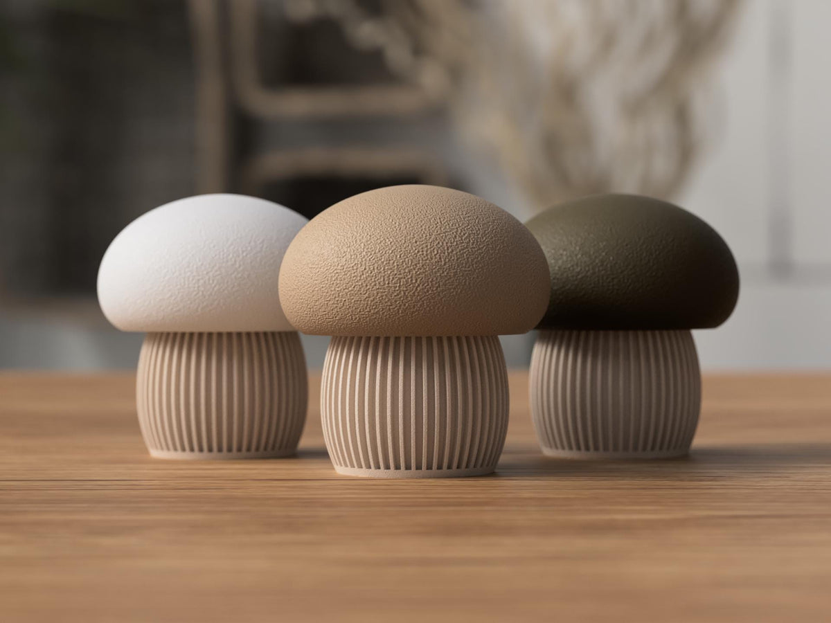 Mushroom Trinket Box | Japandi Mushroom Container with Lid | Ribbed Jewelry Storage Decor | Cottagecore Fall Shelf Decor
