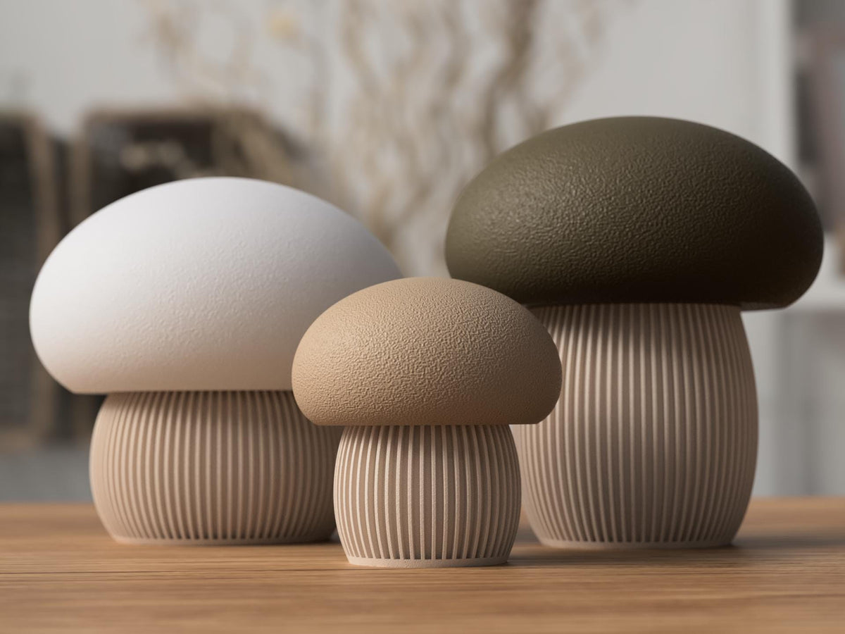 Mushroom Trinket Box | Japandi Mushroom Container with Lid | Ribbed Jewelry Storage Decor | Cottagecore Fall Shelf Decor