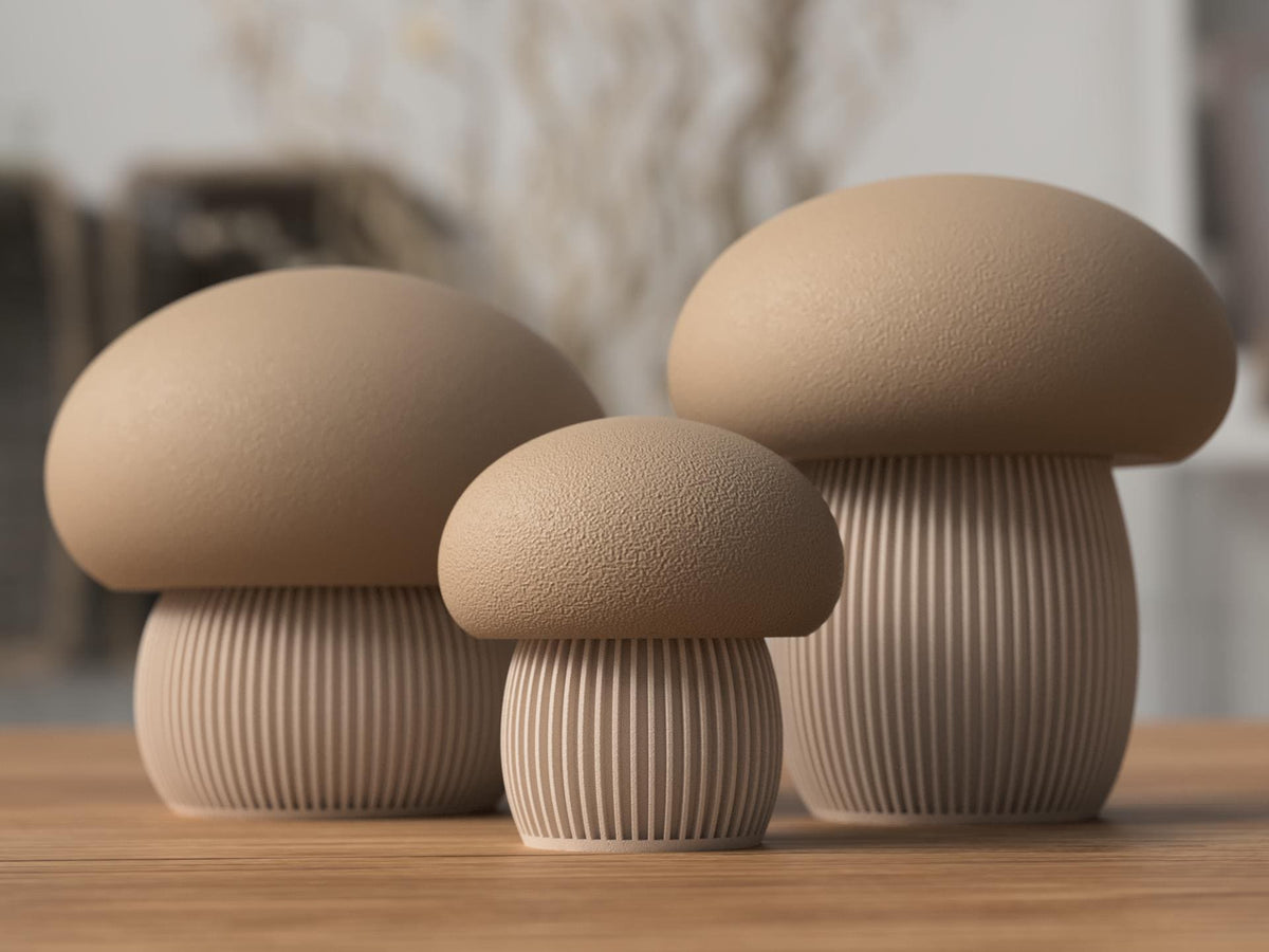 Mushroom Trinket Box | Japandi Mushroom Container with Lid | Ribbed Jewelry Storage Decor | Cottagecore Fall Shelf Decor