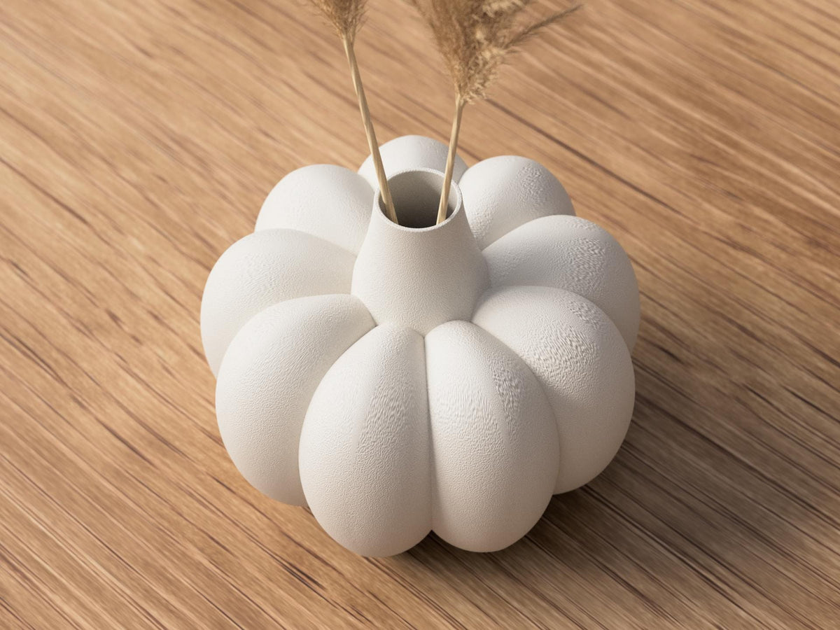 Ribbed Pumpkin Vase | Matte Fall Decor, Japandi Style, Dried Flower Arrangement