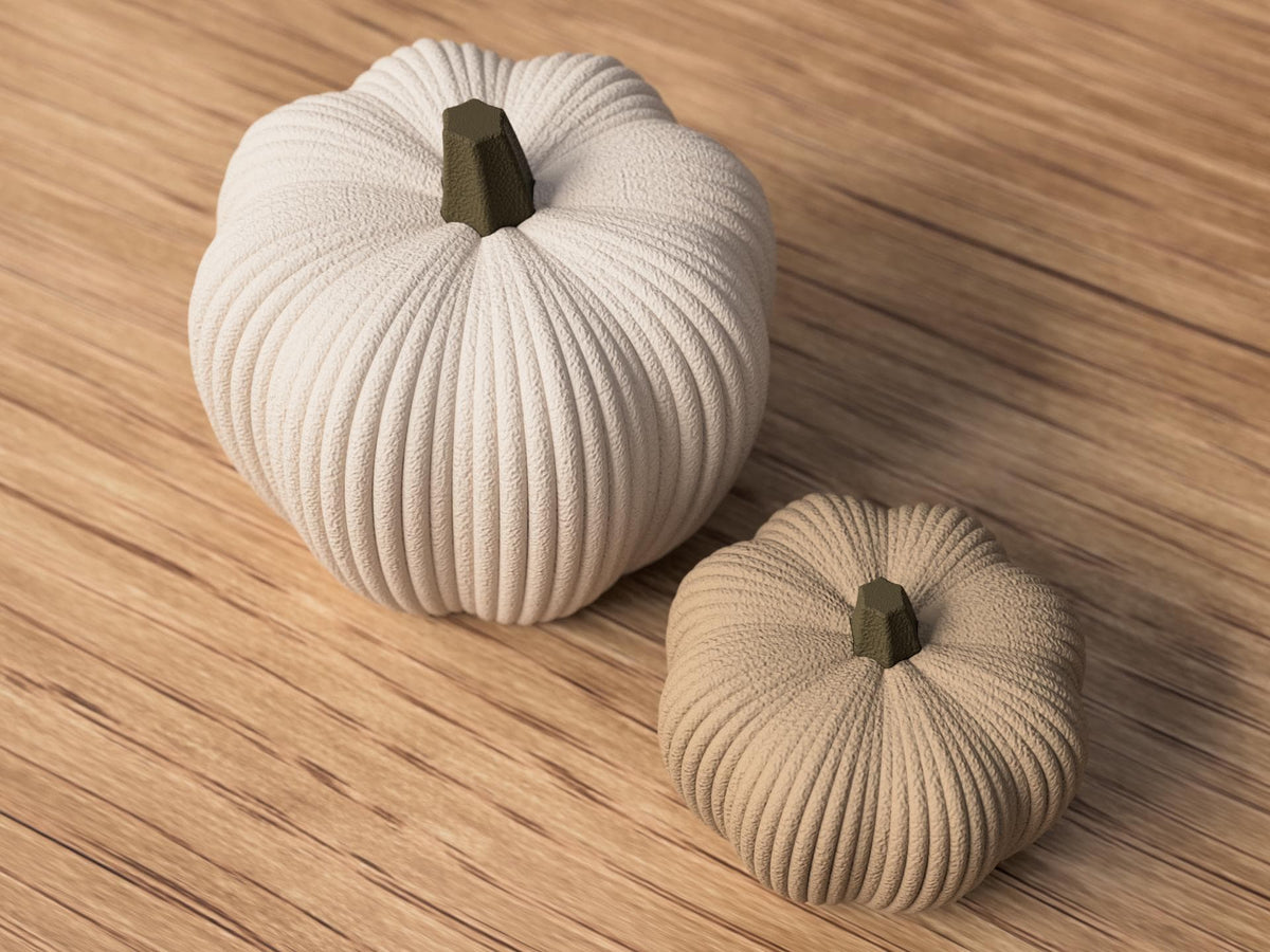 Ribbed Pumpkin and Acorn Decor , Fall Decor Set , Autumn Table Decor , Harvest Shelf Decor
