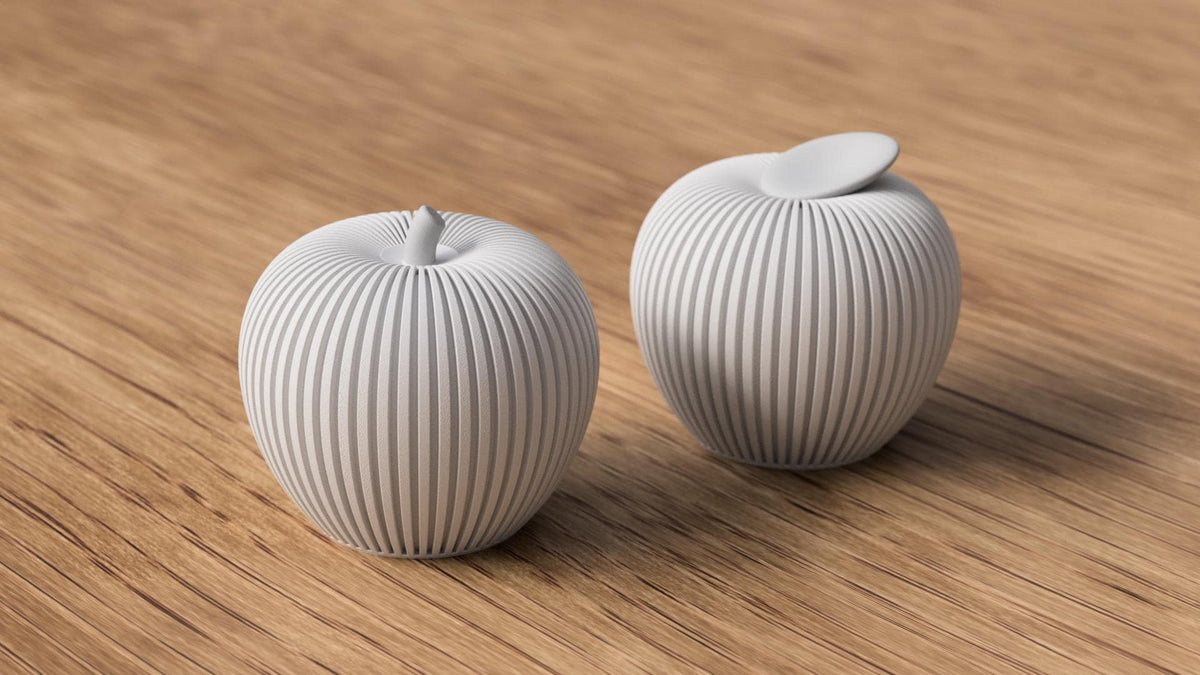 Decorative Ribbed Apple Sculpture | Faux Fruit Fall Decor, Japandi Style