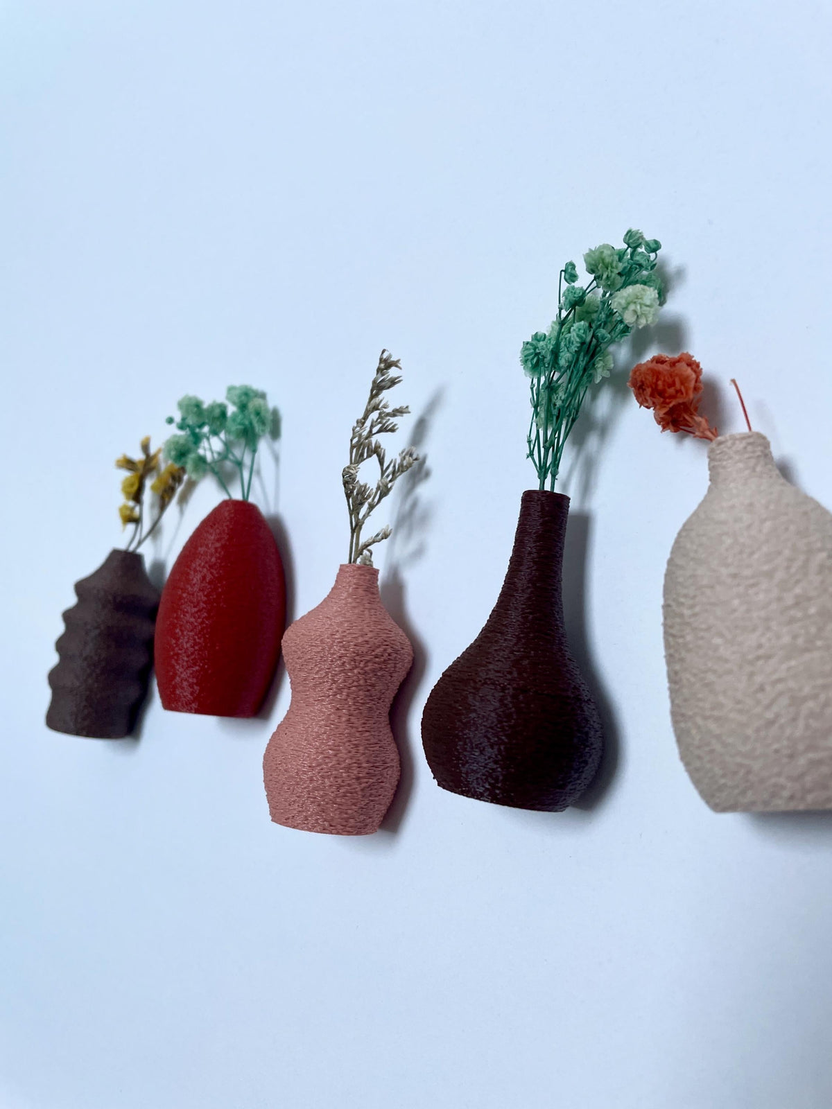 Magnetic Mini Vases - Set of 5 - Fridge Decor for Tiny Flowers