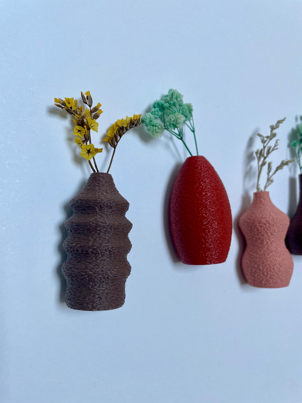Magnetic Mini Vases - Set of 5 - Fridge Decor for Tiny Flowers