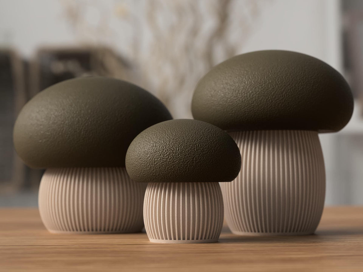 Mushroom Trinket Box | Japandi Mushroom Container with Lid | Ribbed Jewelry Storage Decor | Cottagecore Fall Shelf Decor